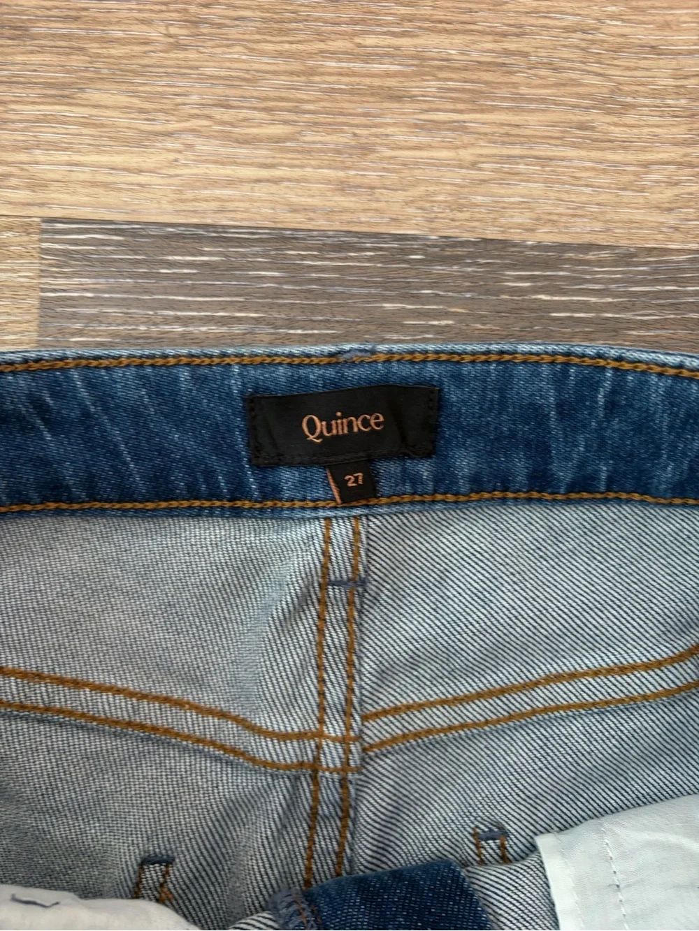 Quince Bella Stretch Relaxed Straight Jeans on Atlantic blue size 27
